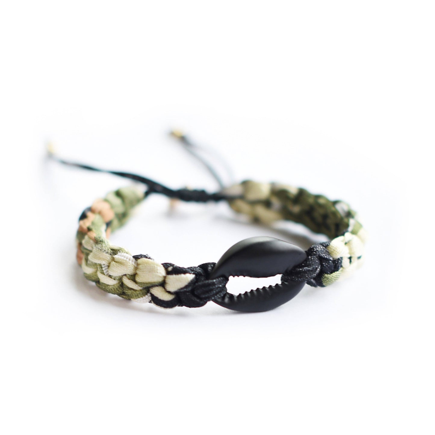 Single Shell Fabric Bracelet - Matte Black/Camo